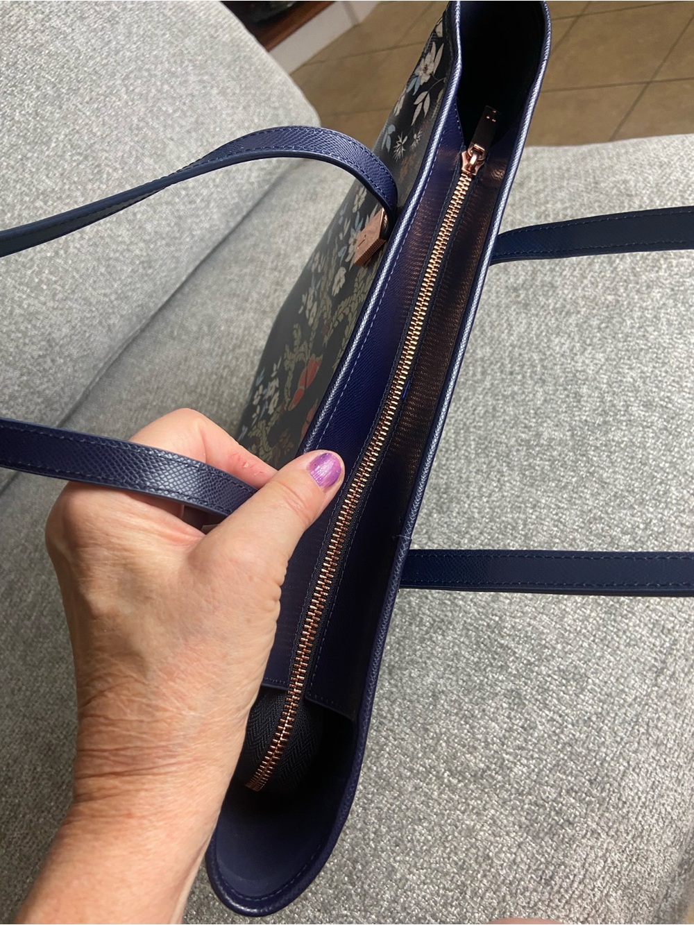 Ted Baker London Navy Floral & Butterfly Tote - Picture 10 of 12